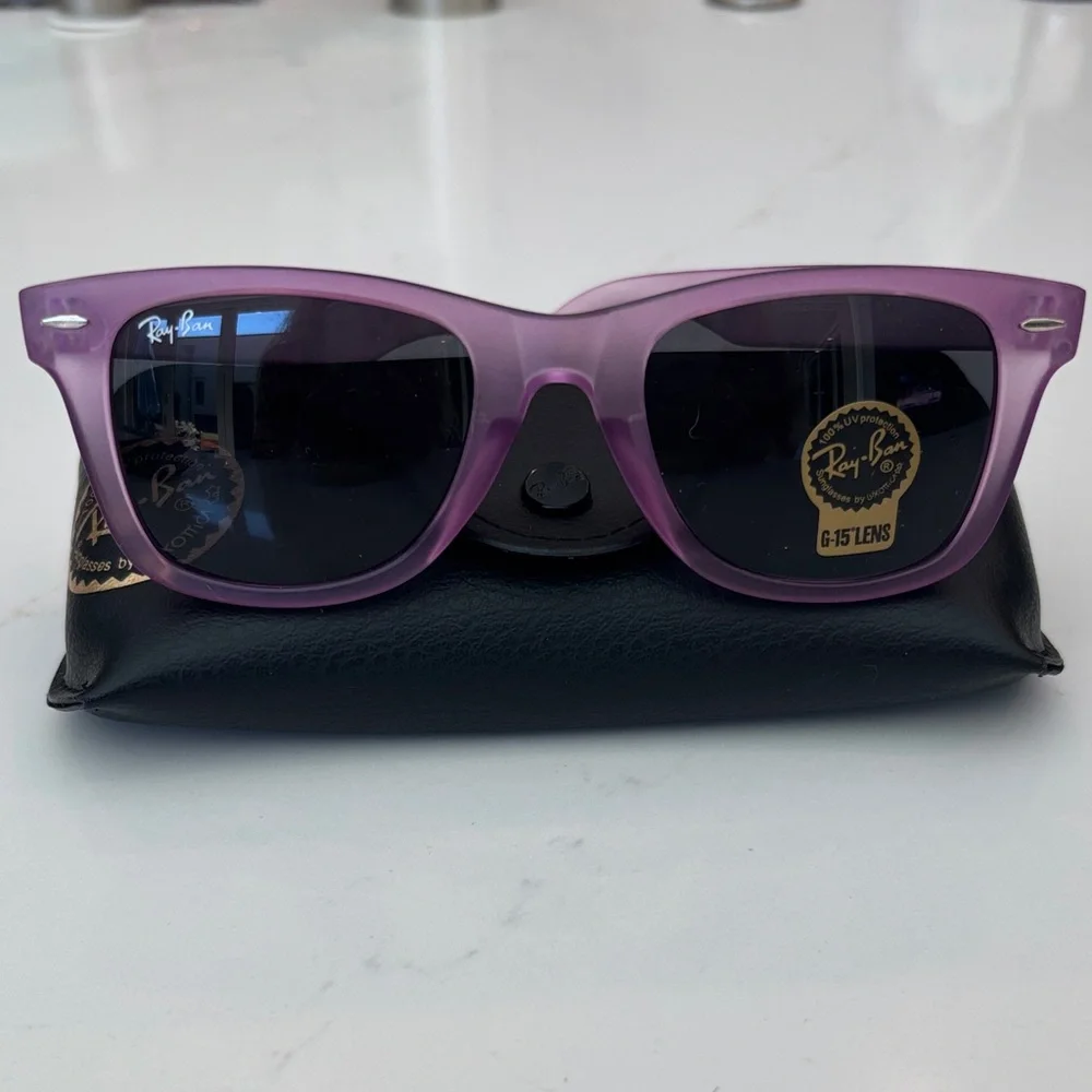 Ray‑Ban Purple Original Wayfarer Sunglasses with Case NWT - Picture 12 of 14